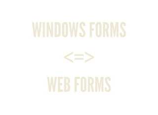 WINDOWS FORMS
<=>
WEB FORMS
 