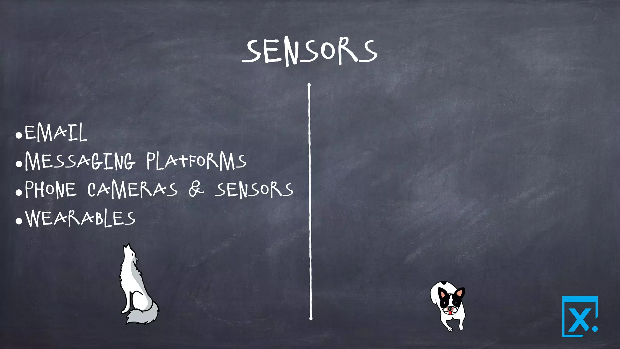 Sensors
•Email
•Messaging Platforms
•Phone cameras & sensors
•Wearables
 