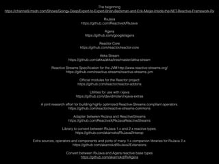 The beginning
https://channel9.msdn.com/Shows/Going+Deep/Expert-to-Expert-Brian-Beckman-and-Erik-Meijer-Inside-the-NET-Reactive-Framework-Rx
RxJava
https://github.com/ReactiveX/RxJava
Agera
https://github.com/google/agera
Reactor Core
https://github.com/reactor/reactor-core
Akka Stream
https://github.com/akka/akka/tree/master/akka-stream
Reactive Streams Speciﬁcation for the JVM http://www.reactive-streams.org/
https://github.com/reactive-streams/reactive-streams-jvm
Ofﬁcial modules for the Reactor project
https://github.com/reactor/reactor-addons
Utilities for use with rxjava
https://github.com/davidmoten/rxjava-extras
A joint research effort for building highly optimized Reactive-Streams compliant operators.
https://github.com/reactor/reactive-streams-commons
Adapter between RxJava and ReactiveStreams
https://github.com/ReactiveX/RxJavaReactiveStreams
Library to convert between RxJava 1.x and 2.x reactive types.
https://github.com/akarnokd/RxJava2Interop
Extra sources, operators and components and ports of many 1.x companion libraries for RxJava 2.x.
https://github.com/akarnokd/RxJava2Extensions
Convert between RxJava and Agera reactive base types
https://github.com/akarnokd/RxAgera
 