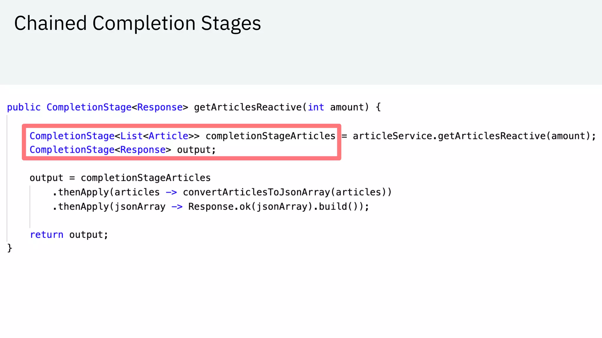 Chained Completion Stages
 