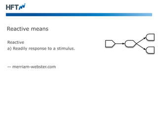 Reactive means 
Reactive 
a) Readily response to a stimulus. 
-- merriam-webster.com 
 