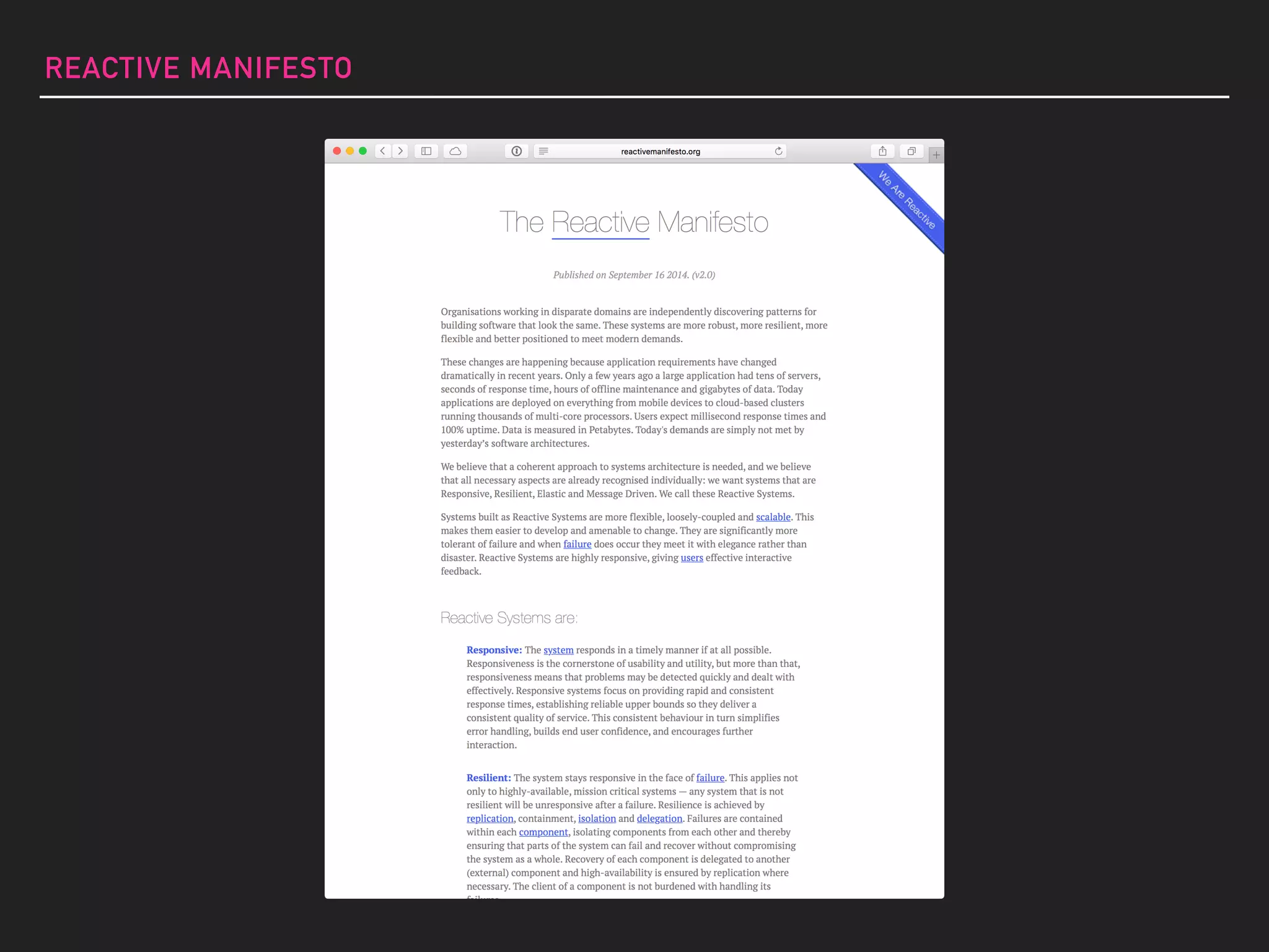 REACTIVE MANIFESTO
 