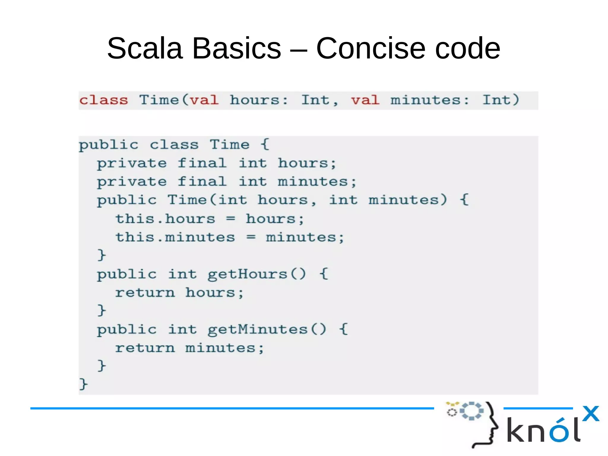 Scala BBaassiiccss –– CCoonncciissee ccooddee 
 