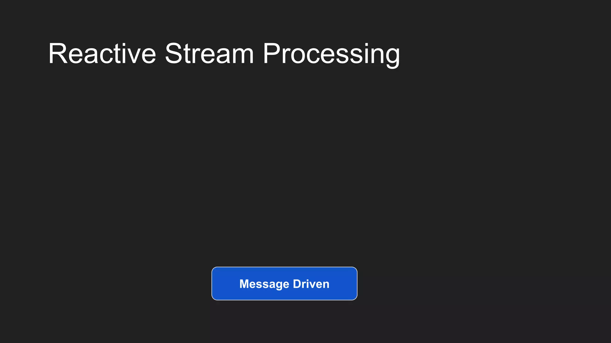 Reactive Stream Processing
Message Driven
 