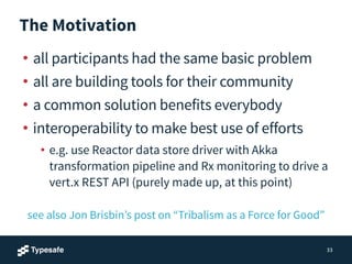 The Motivation
• all participants had the same basic problem
• all are building tools for their community
• a common solut...