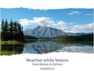 Reactive white lesions
Faisal Moteq Al-Qahtani
431803127
 