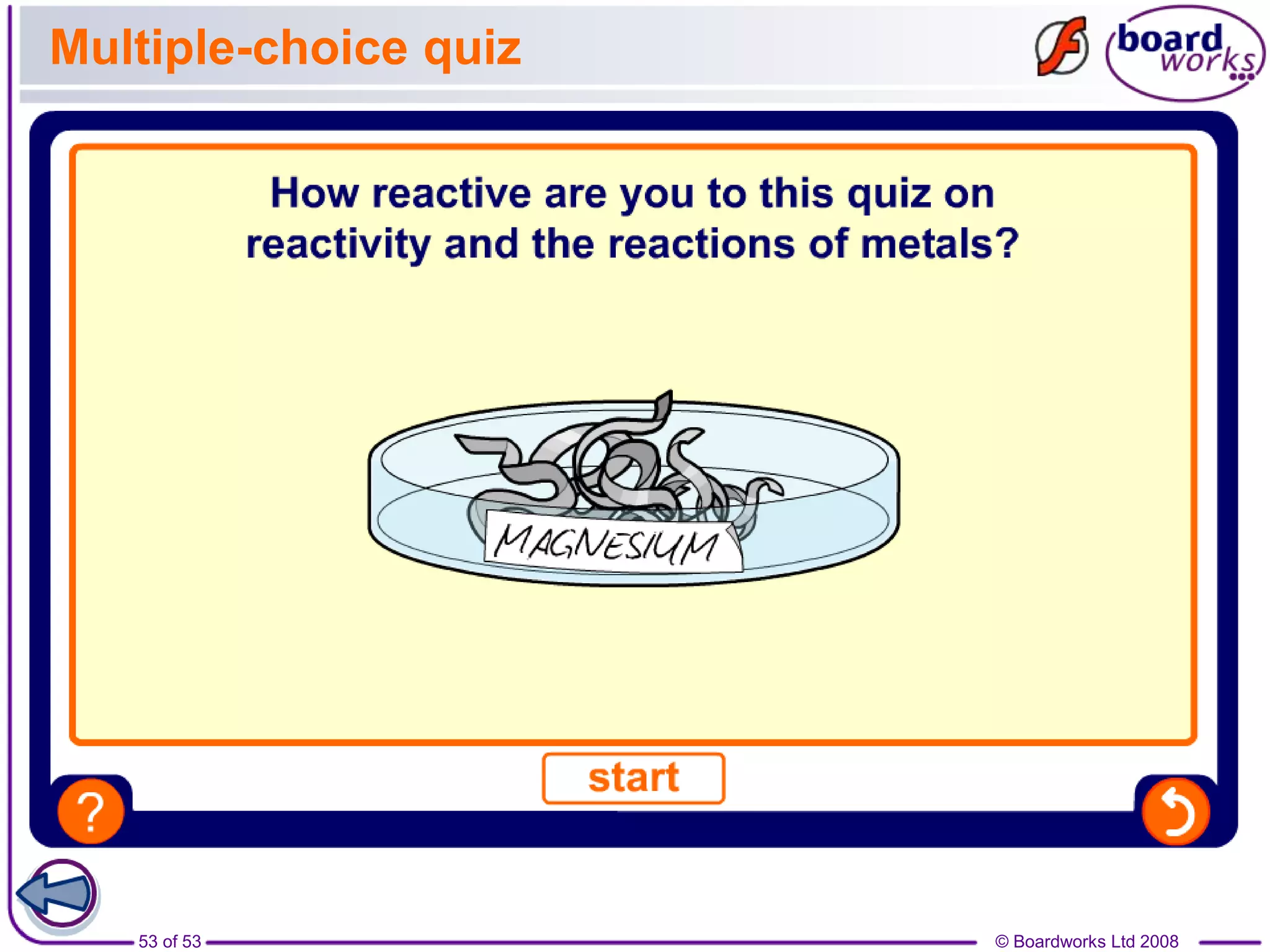 © Boardworks Ltd 200853 of 53
Multiple-choice quiz
 