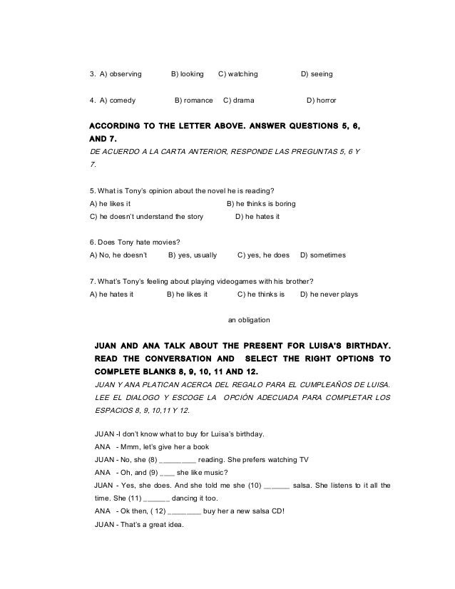 Reactivos de ingles para primer grado