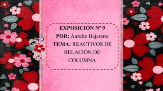 EXPOSICIÓN Nº 9
POR: Aurelio Bejarano
TEMA: REACTIVOS DE
RELACIÓN DE
COLUMNA
 