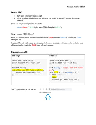 React js t2 - jsx | PDF