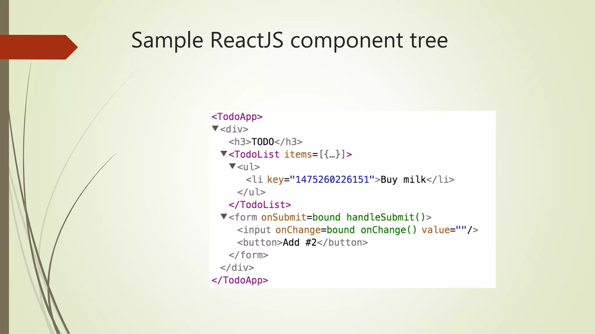 Sample ReactJS component tree 