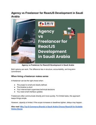 Choose ReactJS Agency or Freelancer in Saudi Arabia | PDF