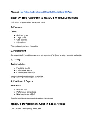 Choose ReactJS Agency or Freelancer in Saudi Arabia | PDF