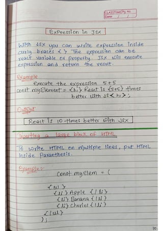 React js Handwritten Notes, use it or not depends on you. | PDF