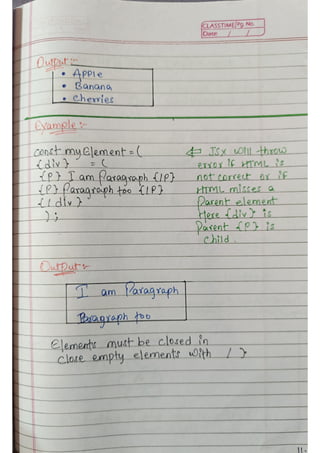 React js Handwritten Notes, use it or not depends on you. | PDF