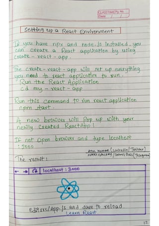 React js Handwritten Notes, use it or not depends on you. | PDF