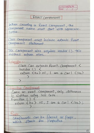 React js Handwritten Notes, use it or not depends on you. | PDF