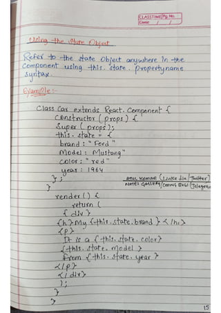 React js Handwritten Notes, use it or not depends on you. | PDF