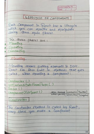 React js Handwritten Notes, use it or not depends on you. | PDF