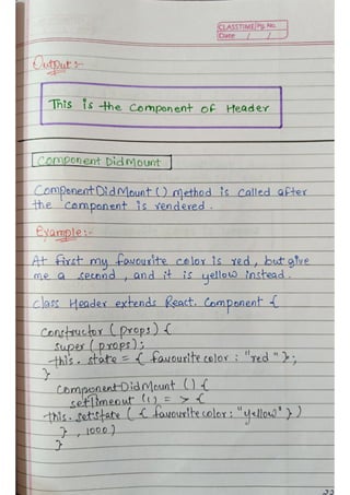 React js Handwritten Notes, use it or not depends on you. | PDF