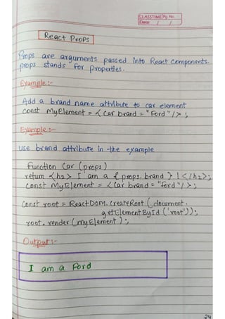 React js Handwritten Notes, use it or not depends on you. | PDF