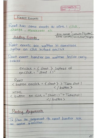 React js Handwritten Notes, use it or not depends on you. | PDF