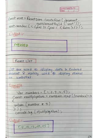 React js Handwritten Notes, use it or not depends on you. | PDF