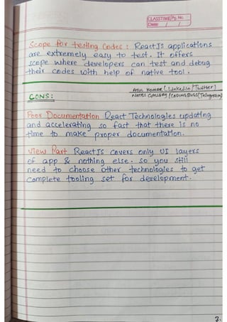 React js Handwritten Notes, use it or not depends on you. | PDF
