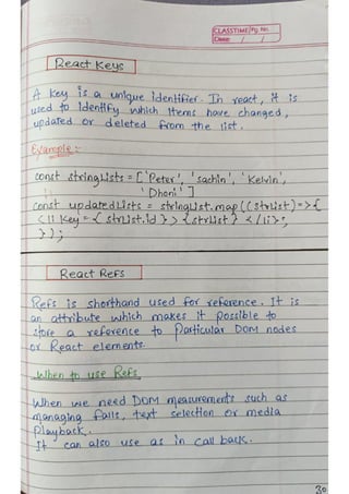 React js Handwritten Notes, use it or not depends on you. | PDF