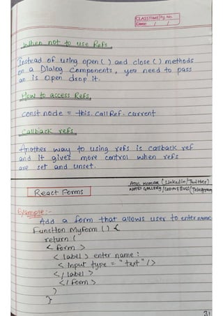 React js Handwritten Notes, use it or not depends on you. | PDF