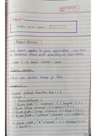 React js Handwritten Notes, use it or not depends on you. | PDF