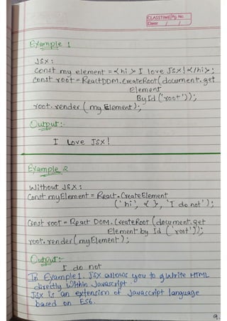React js Handwritten Notes, use it or not depends on you. | PDF