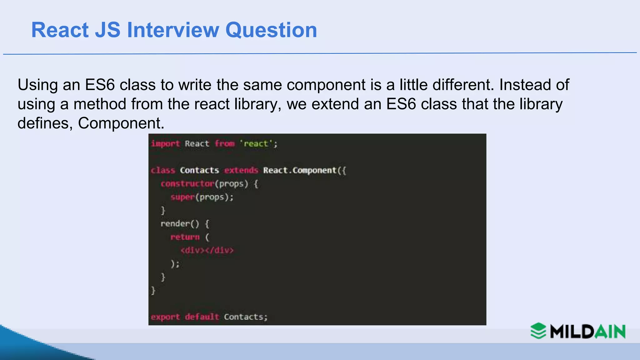React JS Interview Question & Answer | PPT
