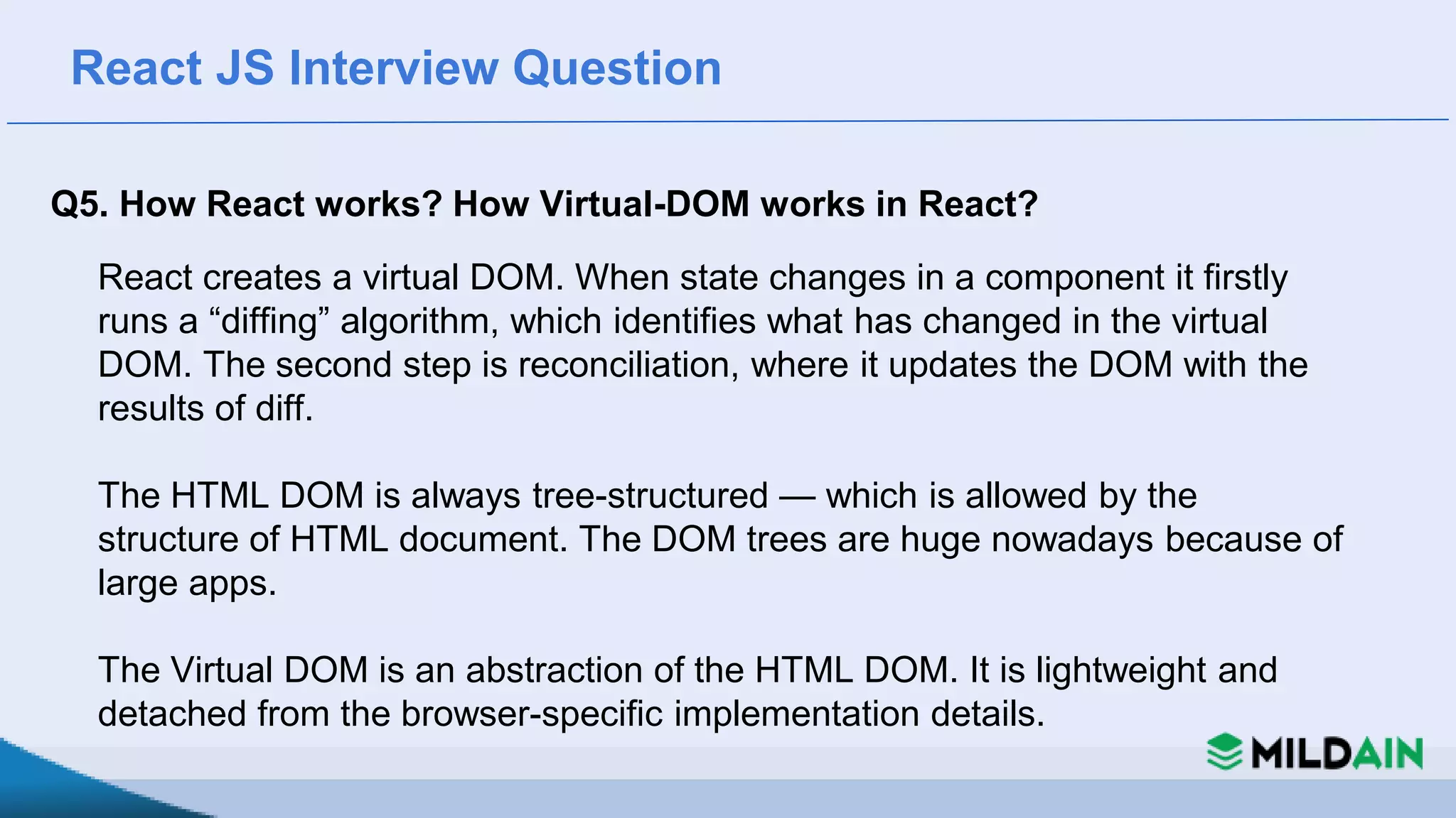 React JS Interview Question & Answer | PPT