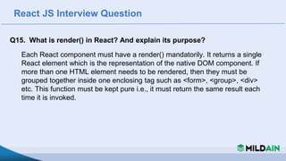 React JS Interview Question & Answer | PPT