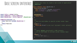 Base screen interface
 