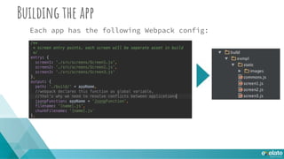 Building the app
Each app has the following Webpack config:
 