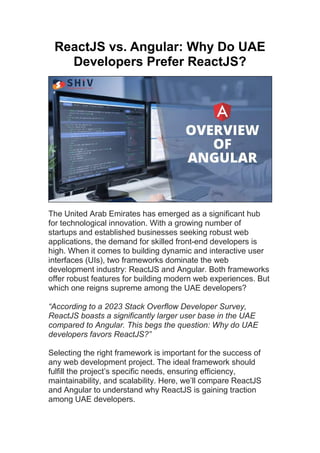 Detailed Guide to ReactJS vs. Angular and UAE Developers' Preference | PDF