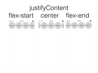 justifyContent
ﬂex-start center ﬂex-end
 