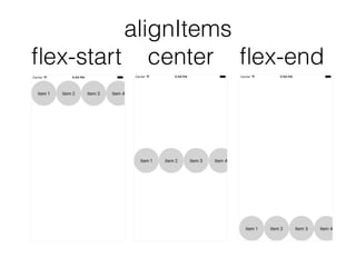 alignItems
ﬂex-start center ﬂex-end
 