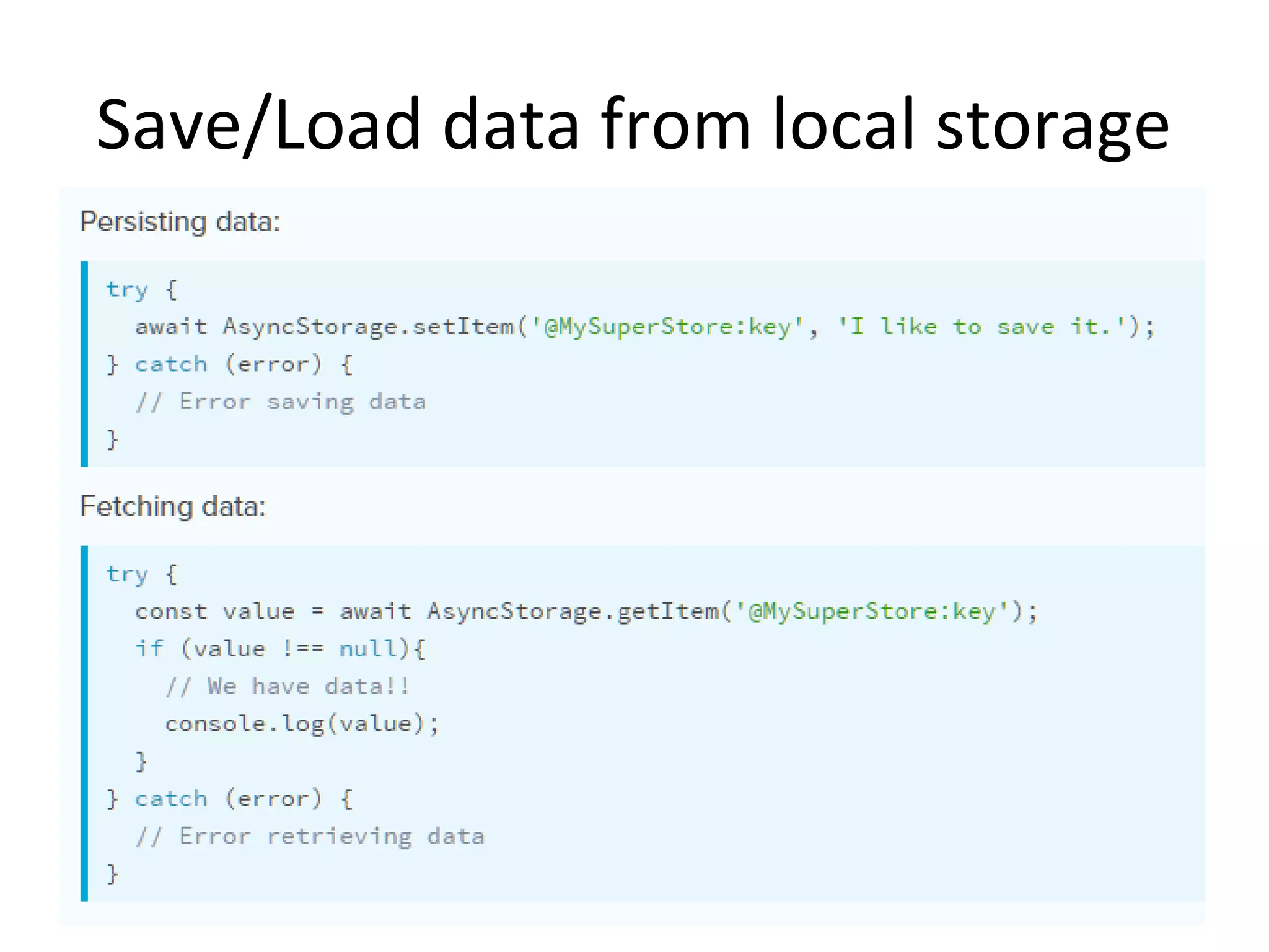 Save/Load data from local storage
 
