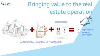 i.e.THE OVERALLASSETVALUE IS INCREASED
+ High visibility
+ Increased
sales’ speed
Bringing value to the real
estate operation
 