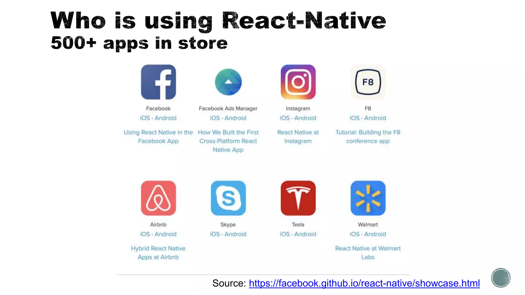 Source: https://facebook.github.io/react-native/showcase.html
 