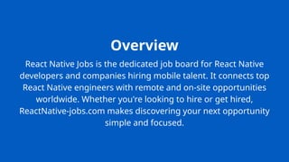 The #1 job board for React Native developers - ReactNative Jobs | PPTX