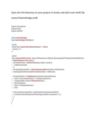 Embed SwiftUI in React Native: Boost iOS Performance & UX Seamlessly | PDF