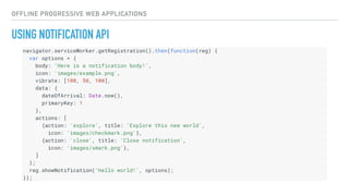 OFFLINE PROGRESSIVE WEB APPLICATIONS
USING NOTIFICATION API
 