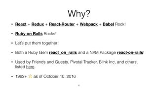 React on rails v6.1 at LA Ruby, November 2016