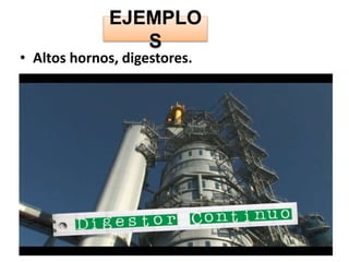 EJEMPLO
S
• Altos hornos, digestores.
 