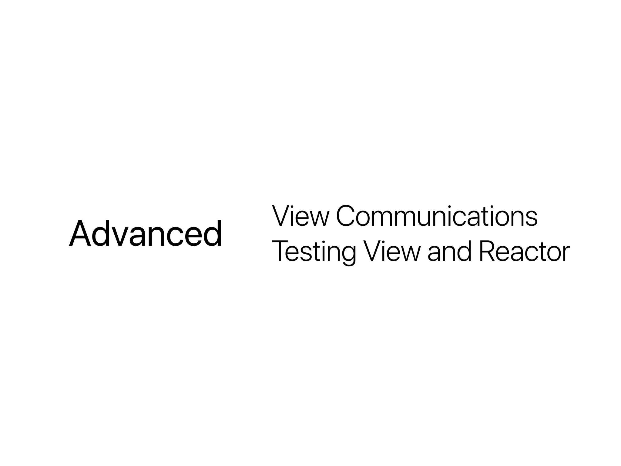 Advanced
View Communications
Testing View and Reactor
 