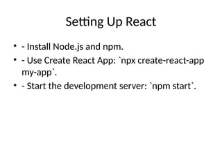 Mastering React: Building Modern and Interactive User Interfaces | PPT